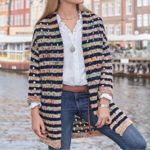 Sundance‎ Cardigan 'Sunset Melange' Multicolor Stripe Open Knit Crochet Medium